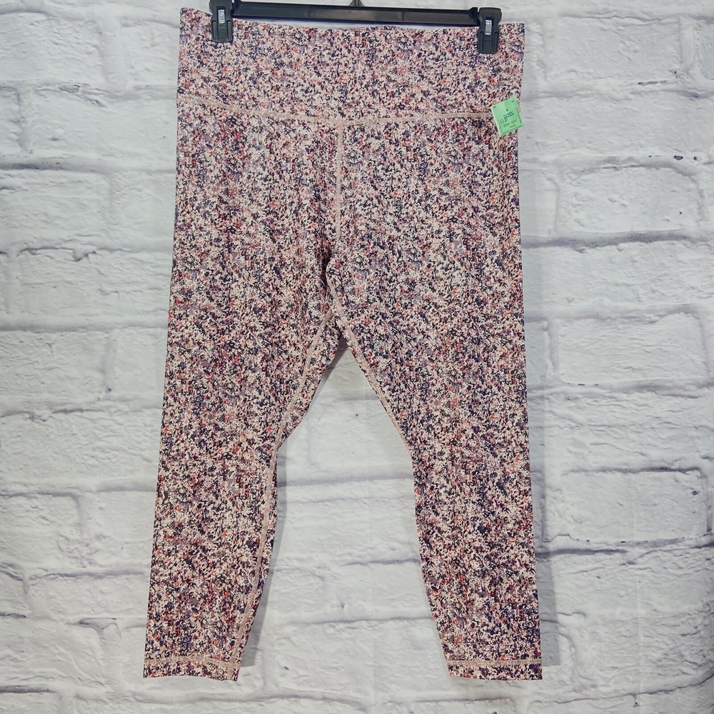 Athleta Elation 7/8 Tights Women's 2X Beige Gray Spotted Stretch NWOT